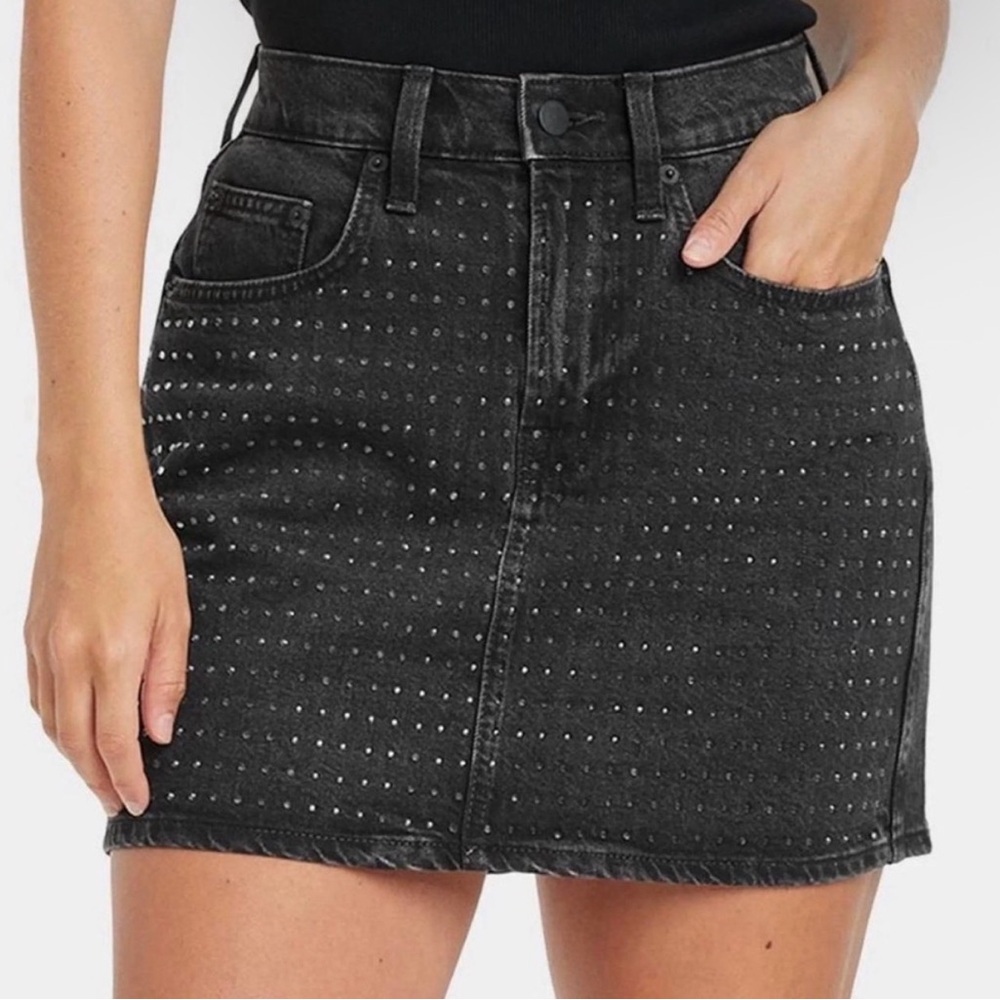 UNIVERSAL THREAD BLACK STUDDED DENIM SKIRT SIZE 8